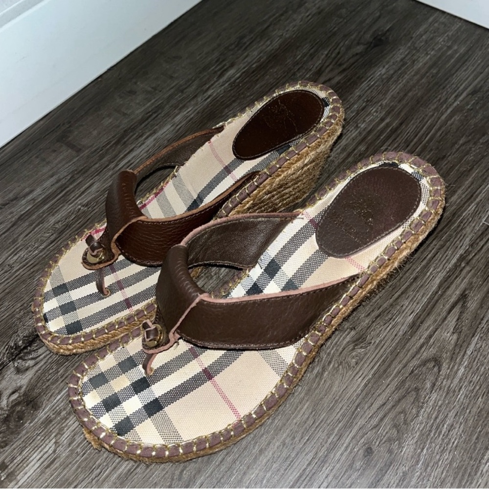 Burberry espadrille wedge sandals, size 38
